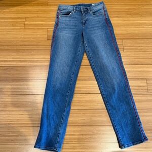 Vintage Vince Camuto Blue Skinny Jeans with Red Accent Stripe